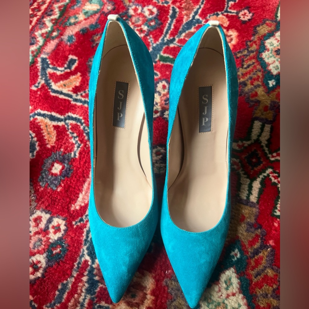 SJP by Sarah Jessica Parker Fawn Suede Pumps Teal EU 40.5/10 Heels 10mm (4 in)